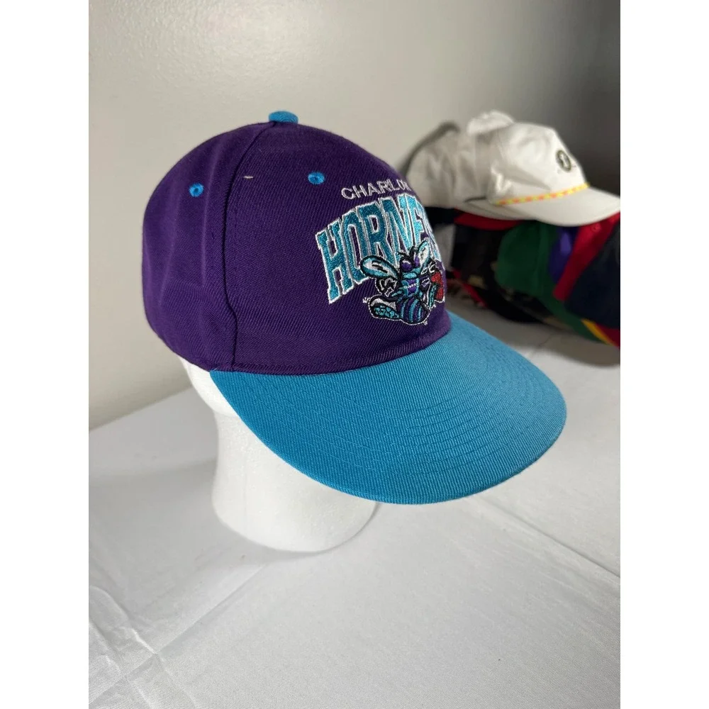 Mitchell & Ness Charlotte Hornets NBA Snapback Hat Purple Teal Hardwood Classics